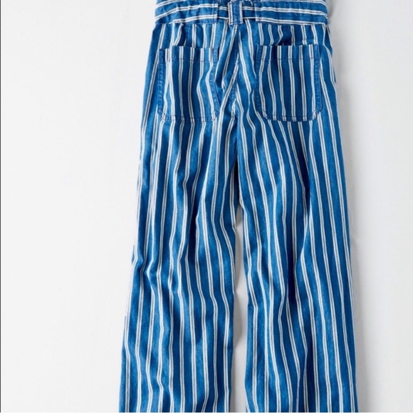 American Eagle High Waist Wide Leg Tie Waist Striped Pants 0 - Picture 4 of 6